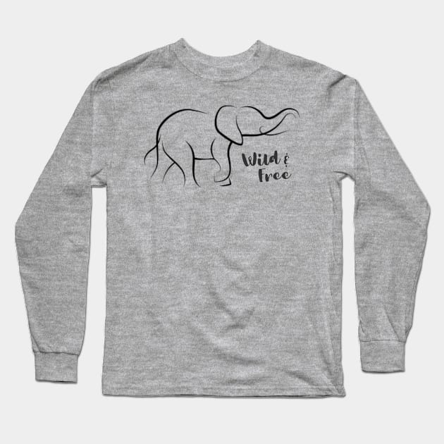 Wild and Free Elephant Long Sleeve T-Shirt by SavvyDiva